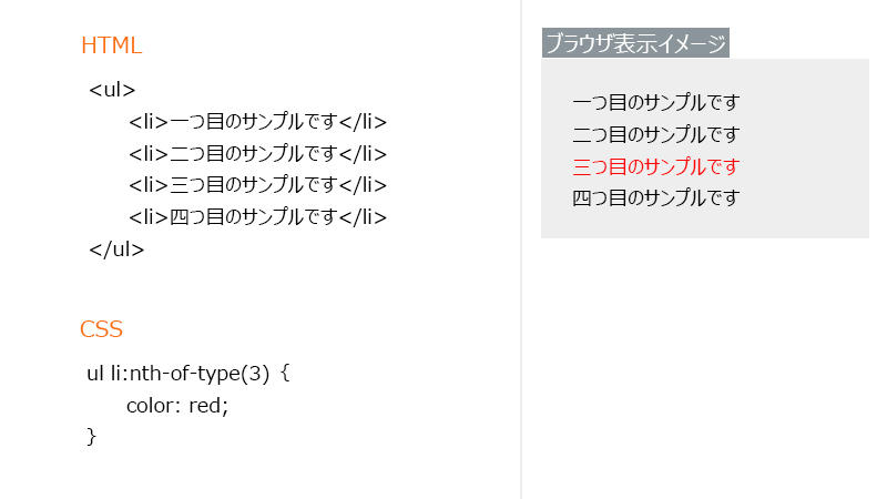 :nth-of-type(n)でn番目の要素に適用